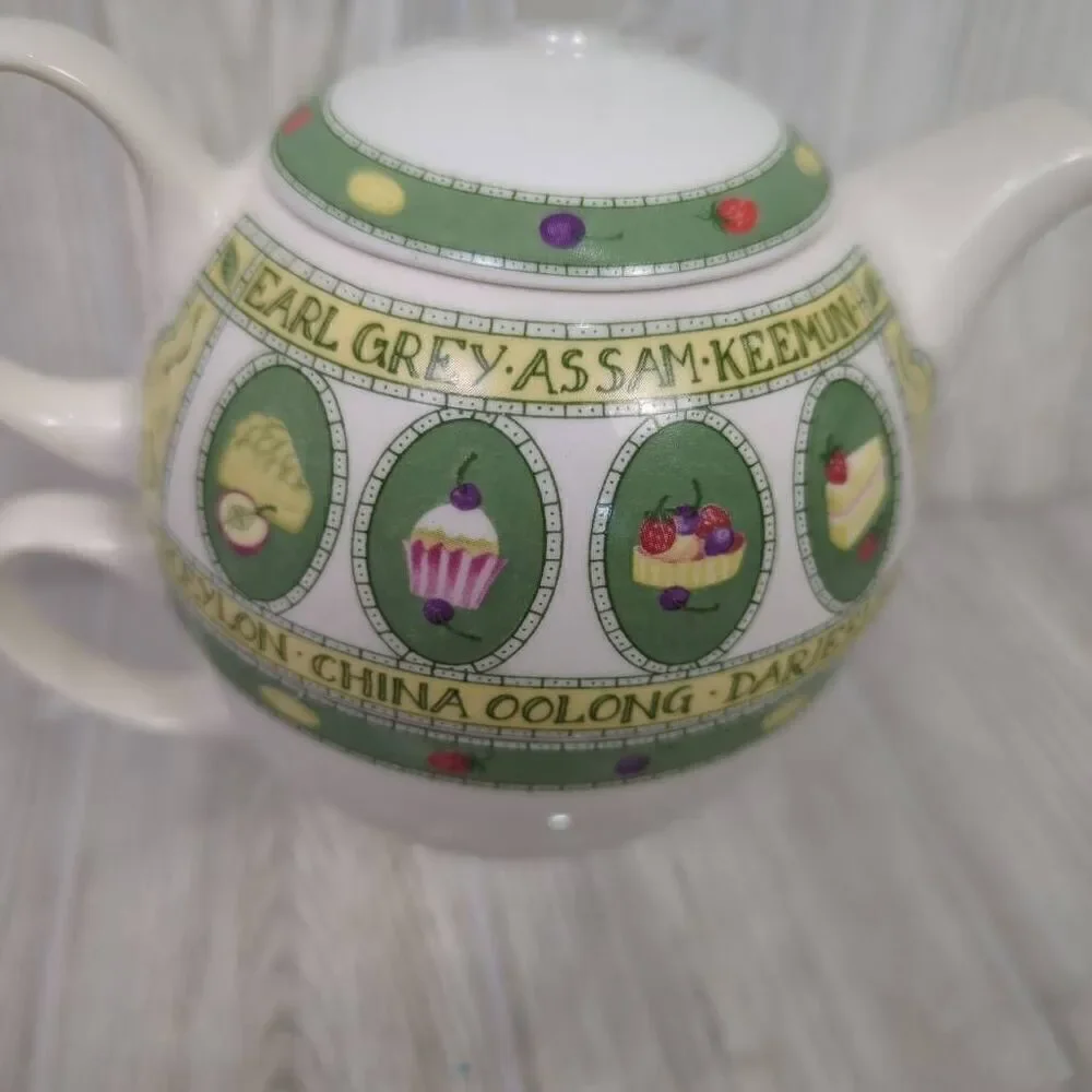 Vintage Arthur Wood Est 1884 Tea for One Set Stacking Teapot & Cup White Green